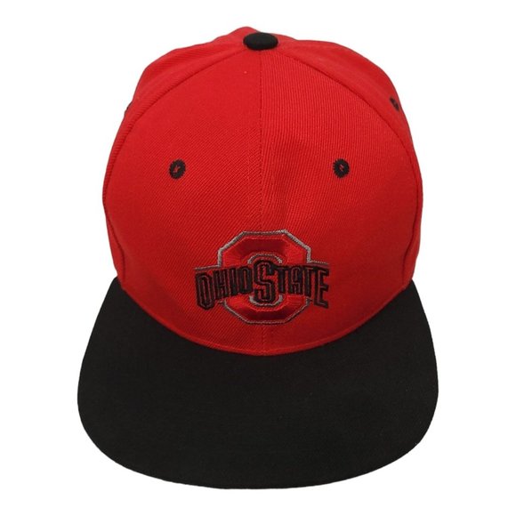 Ohio State Embroidered Logo Buckeyes Flat Short Brim Snapback Cap Baseball Hat - Picture 1 of 13
